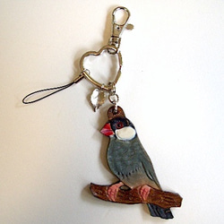 本革　カラフルなレザー鳥型チャーム　2点まとめ 1_bacd278fe0ecbe3e3e74b0563404