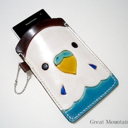 インコ セキセイインコ スマホ ケース レザー 革 鳥 スマートフォン カバー プレゼント 鳥グッズ 3枚目の画像