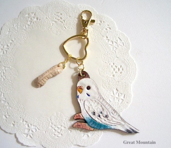 本革 カラフルなレザー鳥型チャーム