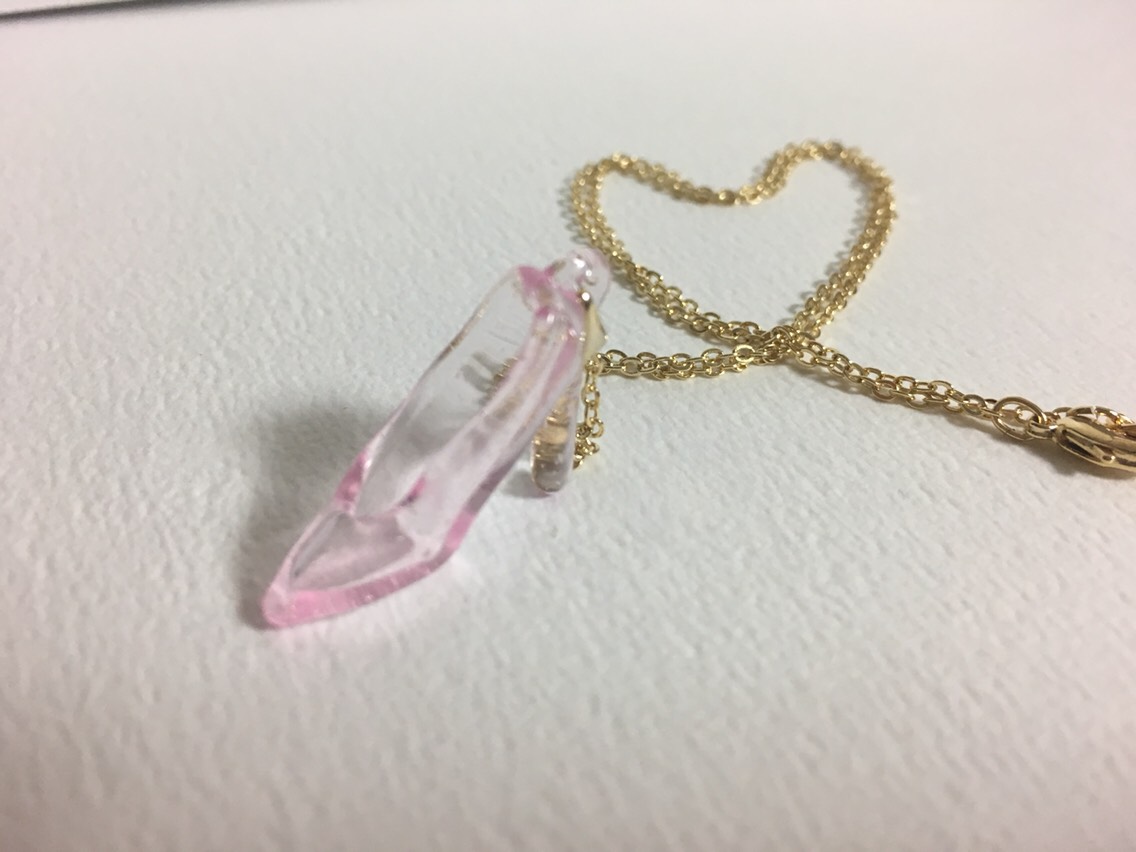 ガラスの靴ネックレス ピンク 受注生産