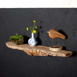 【送料無料】流木の壁掛けシェルフ、花器付き－２７　 1枚目の画像