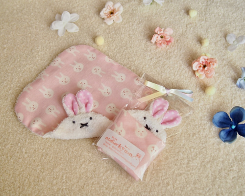 ネーム入れ、名入れ可♪miniうさちゃんのタオルハンカチ