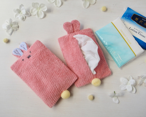 ポケットティッシュケース うさぎちゃん ビビットピンク ティッシュ