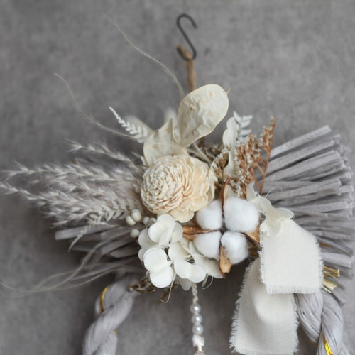 雪にゃん様　白縦型しめ縄リース 雪にゃん様 白縦型しめ縄リース 雪にゃん様 白縦型しめ縄リース