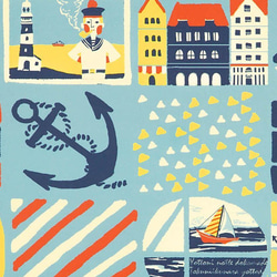 おしゃれ紙「海のみえる街」 A4　3枚入　ヨットに水兵さん、海の見える街のラッピングペーパー 1枚目の画像