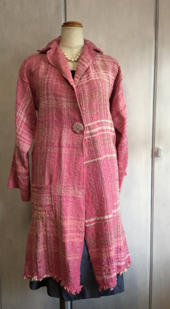 さをり織り ピンクのスプリングコート コート AKIKO.24 通販 3467182