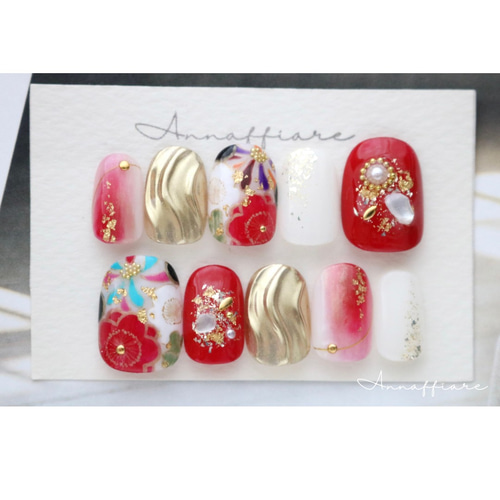 カラー＆柄オーダー可】和装ネイルチップ/Annaffiare成人式振袖和柄  
