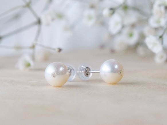 受注製作】PT900 アコヤ真珠・ダイヤモンドピアス ピアス