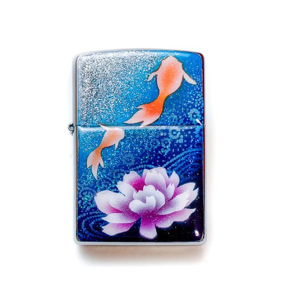 名入れ無料 ZIPPO 牡丹と金魚 ジッポ ライター 箱付き 銀箔 小物 名入れ無料 ZIPPO 牡丹と金魚 ジッポ ライター 箱付き 銀箔 小物