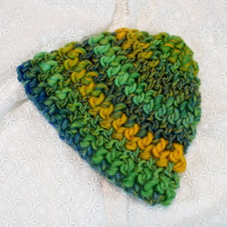 【特価品】ストレッチ編みの　ニット帽　グリーン系 4枚目の画像