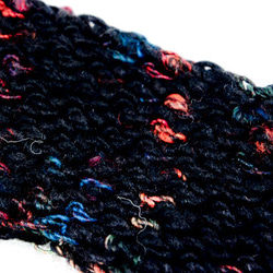 ストレッチ編みのヘアバンド　黒ミックス 3枚目の画像