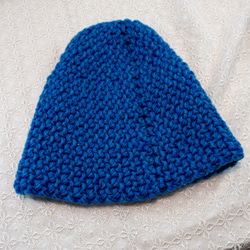 【特価品】ストレッチ編みのニット帽　ブルー 5枚目の画像