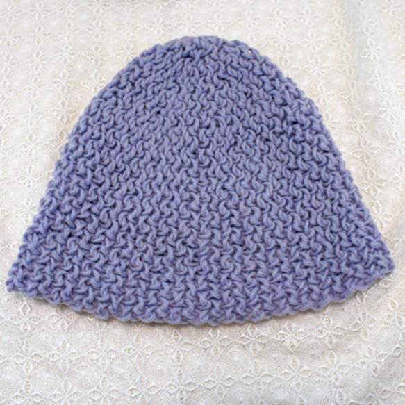 【特価品】ストレッチ編みのニット帽　薄い藤色 4枚目の画像