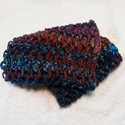 イタリア製ラメ入り毛糸　ネックウォーマー　茶～紫系 5枚目の画像