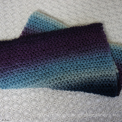 ストレッチ編みのスヌード　水色ー～紫系 5枚目の画像