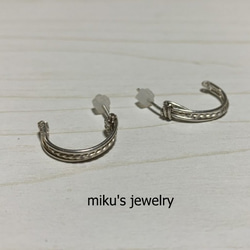 silver 925 triple wired hoop earrings 2枚目の画像