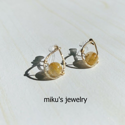 14kgf drop rutile non hole earrings 2枚目の画像