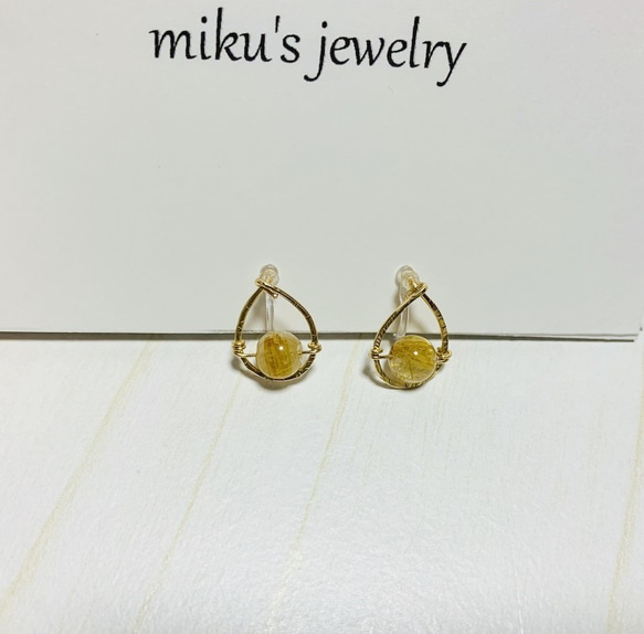 14kgf drop rutile non hole earrings 4枚目の画像