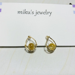 14kgf drop rutile non hole earrings 5枚目の画像