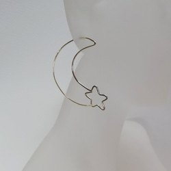 14kgf moon and star hoop ピアス 3枚目の画像