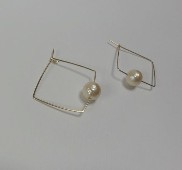 14kgf cotton pearl square hoop 3枚目の画像