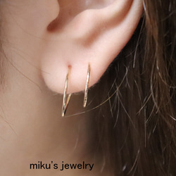 14kgf faux double hoop earrings 1枚目の画像