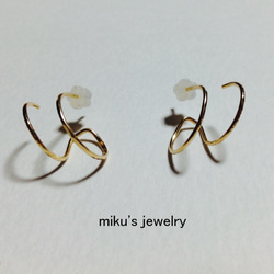 14kgf faux double hoop earrings 3枚目の画像