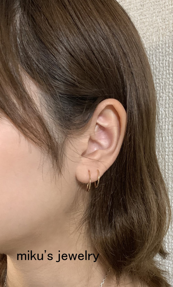 14kgf faux double hoop earrings 4枚目の画像