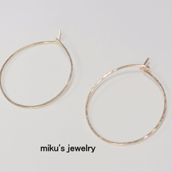 14kgf hammered hoop ピアス 4枚目の画像