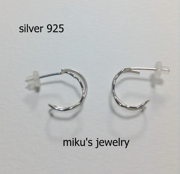 シルバー925 one like two hoop earrings 2枚目の画像