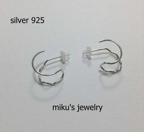 シルバー925 one like two hoop earrings 3枚目の画像