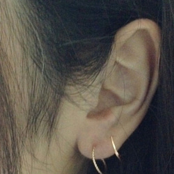 14kgf pink faux double spiral hoop earrings 2枚目の画像