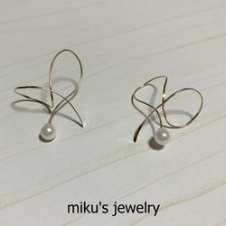 14kgf ribbon hoop earrings 2枚目の画像