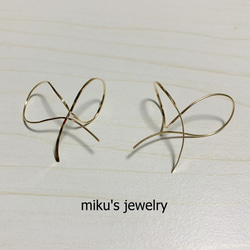 14kgf ribbon hoop earrings 4枚目の画像