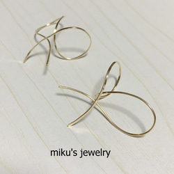 14kgf ribbon hoop earrings 5枚目の画像