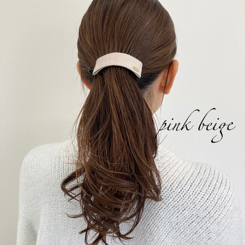 大人可愛いリボン半月アーチバナナクリップ☆レース刺繍リボン×ミンクファー 大人可愛いリボン半月アーチバナナクリップ☆レース刺繍リボン×ミンク