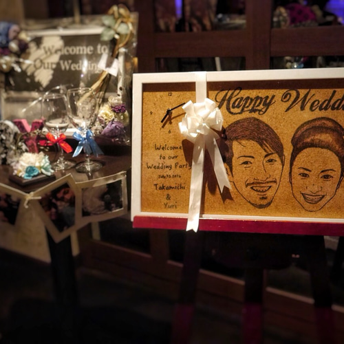 結婚式 ウェルカムボード コルクボード時計 似顔絵オーダー mugikosama専用オーダーページ コルク時計の似顔絵 ウェルカム