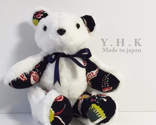 残りわずか】友禅 ちりめん テディベア LLサイズ 特大30cm お