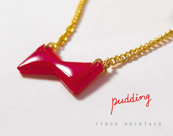 ribon　necklace〈red〉 3枚目の画像