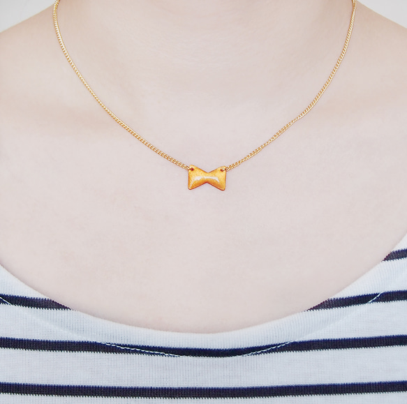 ribon　necklace〈gold〉 3枚目の画像