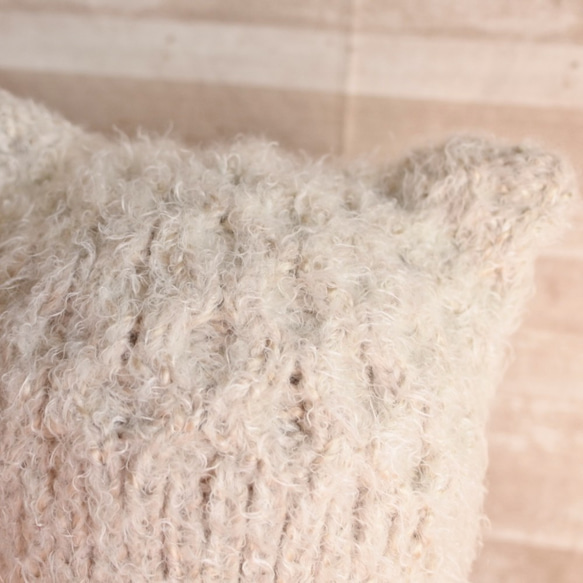 【送料無料】アラン編みのふわふわ猫耳ニット帽♛　 8枚目の画像