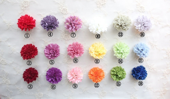 小さな花の組紐飾り　選べるマム３個セット　成人式　卒業式　結婚式　七五三　浴衣 3枚目の画像