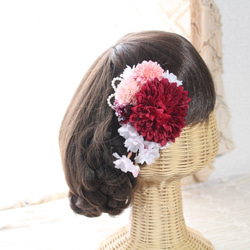 桜とピンポンマムの髪飾り 3枚目の画像