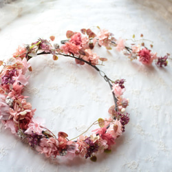 アンティークピンクの花冠　プリザーブドフラワー 8枚目の画像