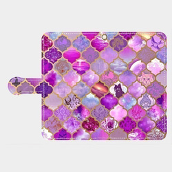 モロカンタイルパターン（dawn　purple）　Xperia　XZ1　等　 大サイズXperia　手帳型 1枚目の画像