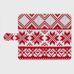 冬季限定　雪柄ニット　模様編みパターン　（レッド）Xperia　XZ　premium　等大サイズスマホ　全機種対応 1枚目の画像