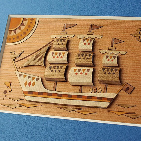 木はり絵手作りキット「帆船」★コラボ作品★ 8枚目の画像