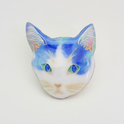 猫のブローチ＊瑠璃　七宝焼き 1枚目の画像