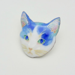 猫のブローチ＊瑠璃　七宝焼き 2枚目の画像