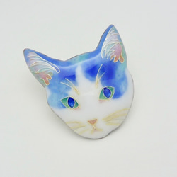 猫のブローチ＊瑠璃　七宝焼き 4枚目の画像